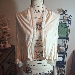 Anthropologie Angel Of The North Cream Women's Open Front Sweater Size Small